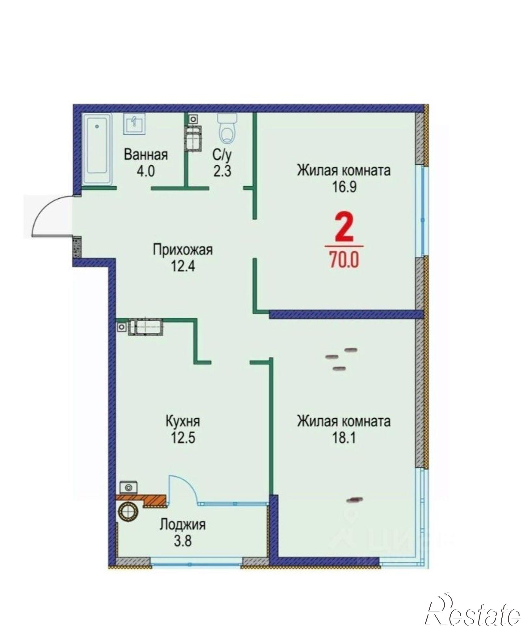 Купить квартиру за 6 930 000 рублей на Гражданская улица, 1/5