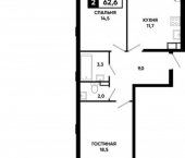 2-комн, 63 кв м, этаж 8/19 Российский пр-кт, 16