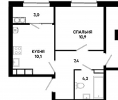 2-комн, 51 кв м, этаж 15/19 Российский пр-кт, 16