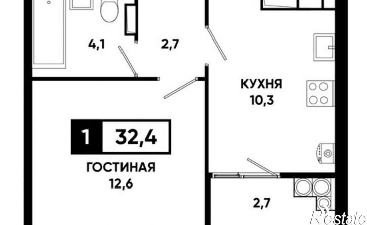 1-комн квартира в новом доме Российский пр-кт, 16,  д. 16