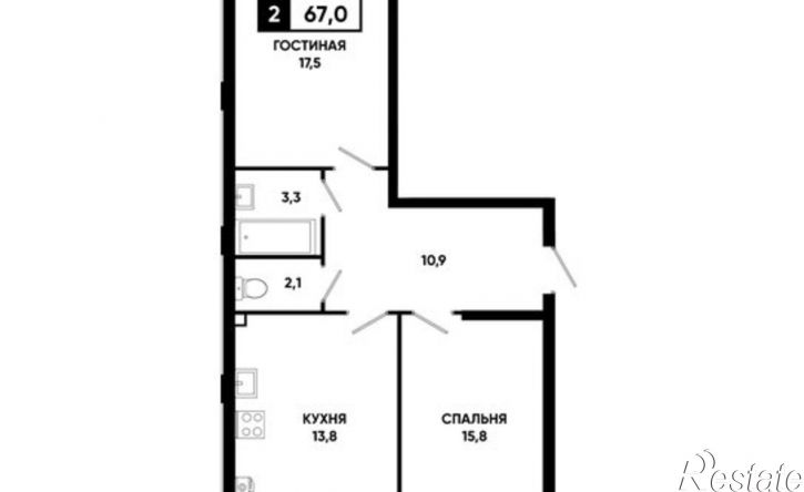 2-комн квартира в новом доме Российский пр-кт, 16,  д. 16