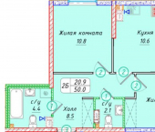 2-комн, 50 кв м, этаж 9/21 улица Матрены Наздрачевой, 3