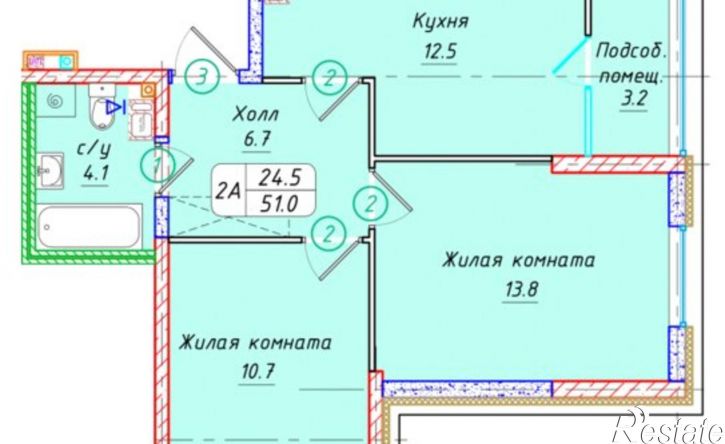 2-комн квартира в новом доме улица Матрены Наздрачевой, 3,  д. 3