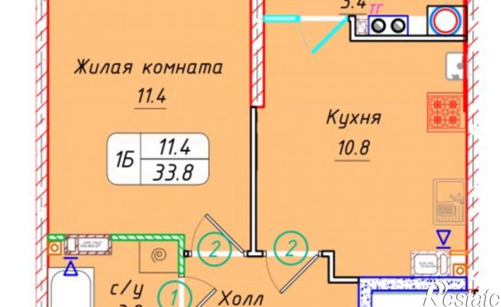 1-комн квартира в новом доме улица Западный Обход, 50А