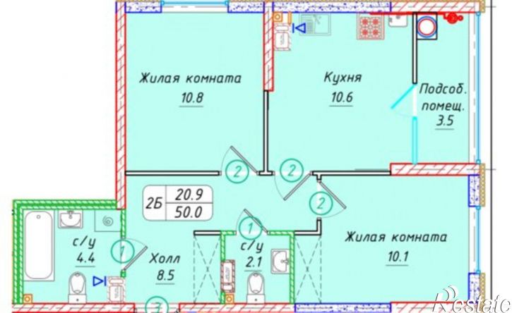 2-комн квартира в новом доме улица Западный Обход, 50А