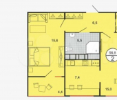 2-комн, 58кв м, этаж 6/19 Биологическая улица, 18Д