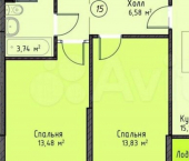 2-комн, 57кв м, этаж 3/19 ул Биологическая, 18д