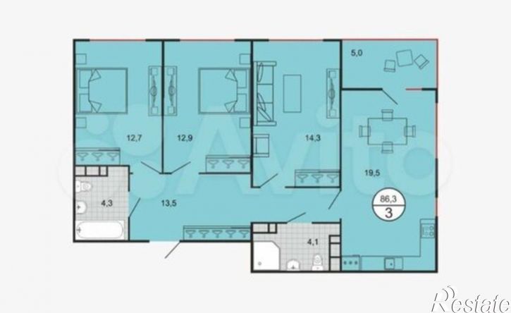 3-комн квартира Биологическая улица, 18Д,  д. 18Д