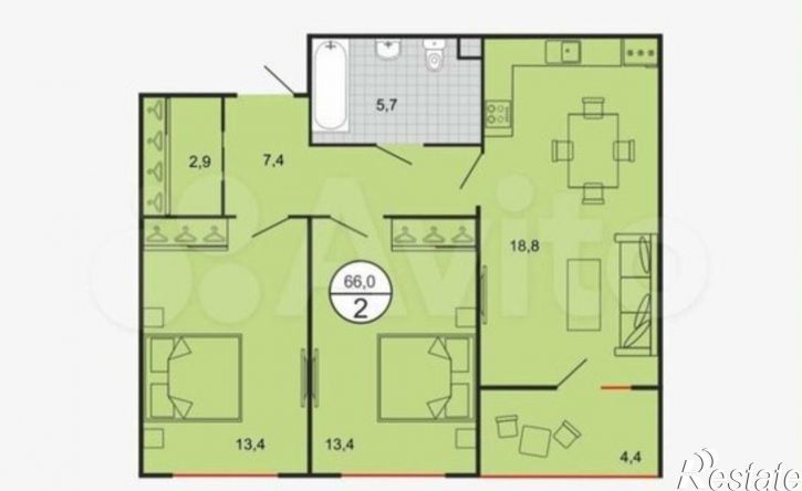 2-комн квартира Биологическая улица, 18Д,  д. 18Д