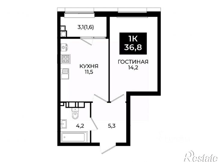 1-комн квартира в новом доме ул Южный обход, 65 1,  д. 65 1,  к. 1