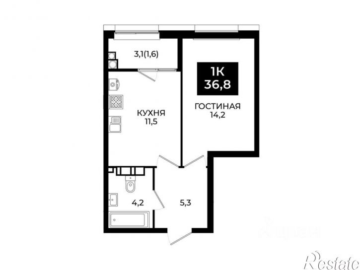 1-комн квартира в новом доме ул Южный обход, 65 1,  д. 65 1,  к. 1