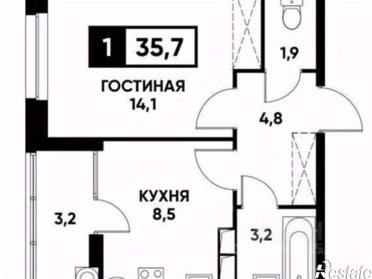 1-комн квартира ул Тухачевского, 33 3,  д. 33 3,  к. 3