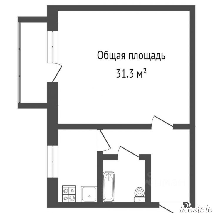 1-комн квартира улица Дзержинского, 1А,  д. 1А