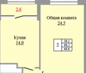 2-комн, 68 кв м, этаж 5/9 улица Мимоз, 26 с1