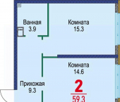 2-комн, 61 кв м, этаж 16/16 пр-кт К.Маркса, 2