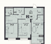 2-комн, 80 кв м, этаж 4/9 улица Герцена, 112А