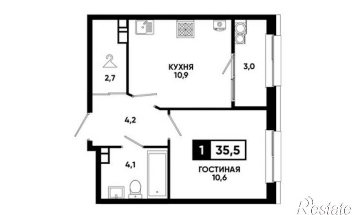 1-комн квартира в новом доме улица Андрея Голуба, 12 к4,  д. 12 к4