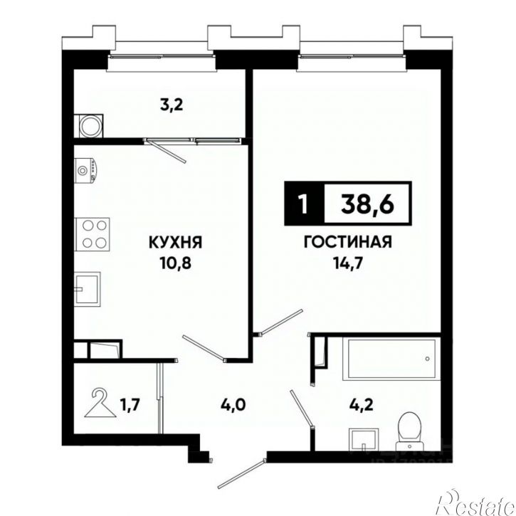 1-комн квартира в новом доме Российский пр-кт, 16,  д. 16