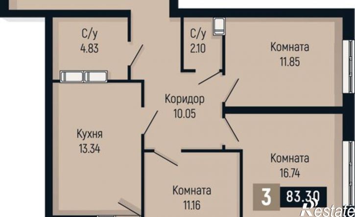 3-комн квартира в новом доме улица Мира, 429,  д. 429