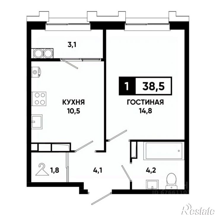1-комн квартира в новом доме Российский пр-кт, 16,  д. 16
