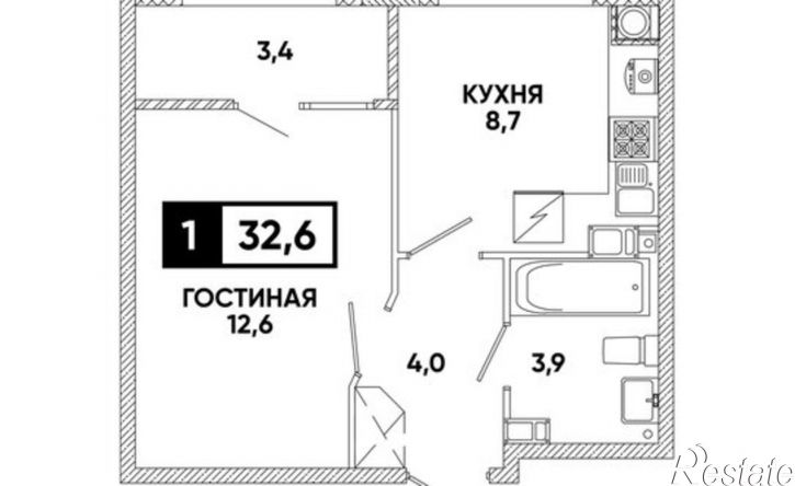 1-комн квартира в новом доме улица Андрея Голуба, 12к1,  д. 12к1