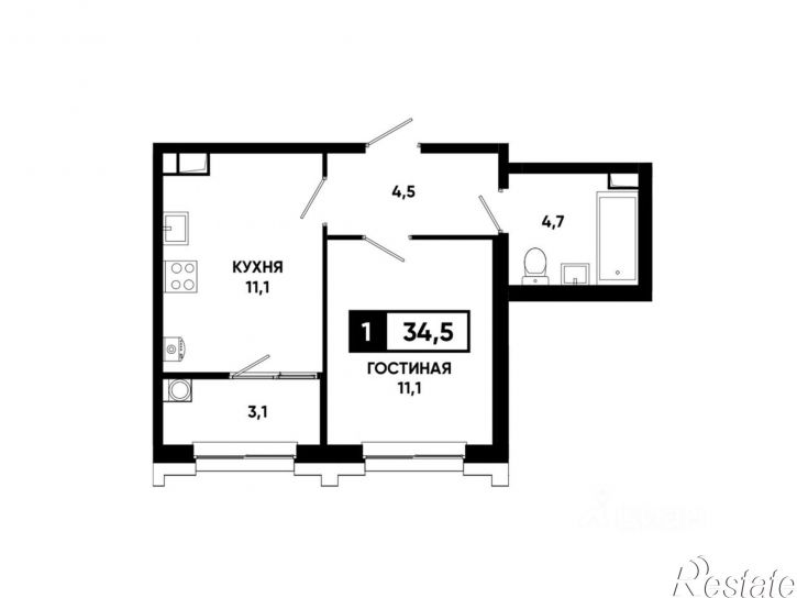 1-комн квартира в новом доме Российский проспект, 18 к3,  д. 18 к3