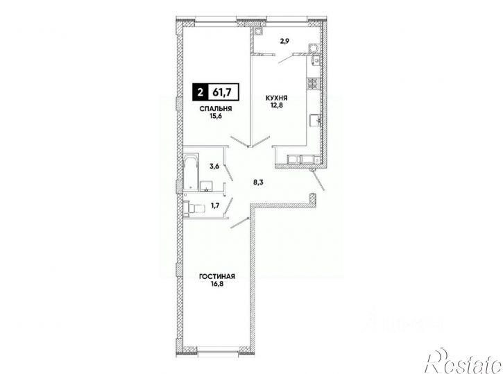 2-комн квартира в новом доме улица Андрея Голуба, 12 к4,  д. 12 к4