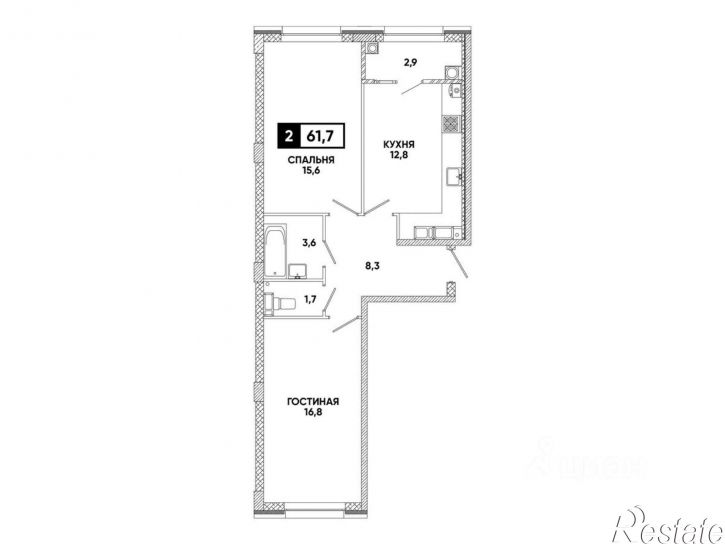 2-комн квартира в новом доме улица Андрея Голуба, 12 к4,  д. 12 к4