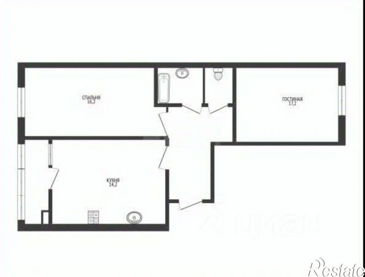 2-комн квартира Российский проспект, 12 к2,  д. 12 к2