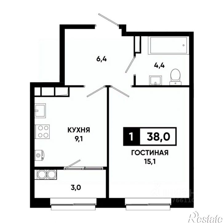 1-комн квартира в новом доме Российский проспект, 18 к3,  д. 18 к3