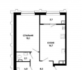 2-комн, 66кв м, этаж 8/16 Российский пр-кт, 18