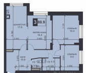 3-комн, 80 кв м, этаж 1/9 ул Герцена, 147