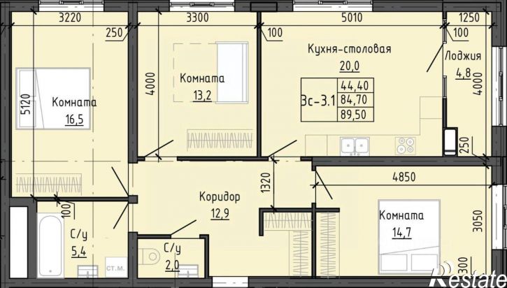 3-комн квартира в новом доме ул Ленина, 372,  д. 372