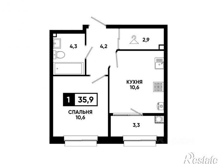 1-комн квартира в новом доме улица Андрея Голуба, 12к11