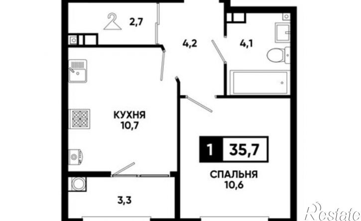 1-комн квартира в новом доме улица Андрея Голуба, 12к11