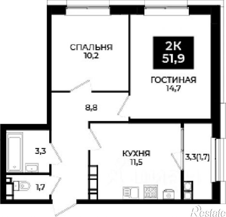 2-комн квартира в новом доме ул Южный обход, 65 1,  д. 65 1,  к. 1