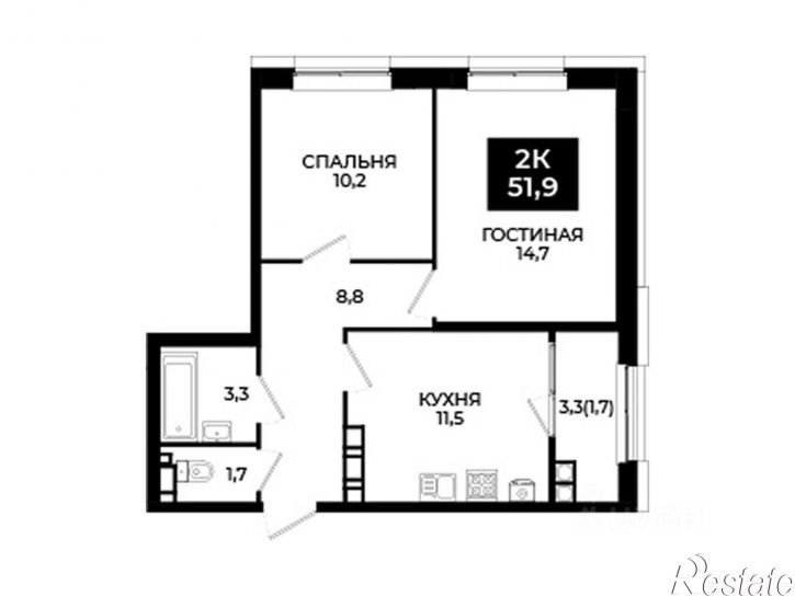 2-комн квартира в новом доме ул Южный обход, 65 1,  д. 65 1,  к. 1