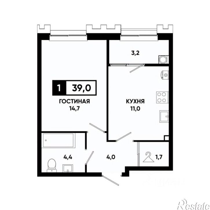 1-комн квартира в новом доме Российский пр-кт, 16,  д. 16