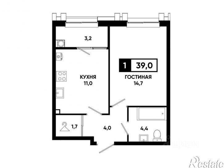 1-комн квартира в новом доме Российский пр-кт, 16,  д. 16