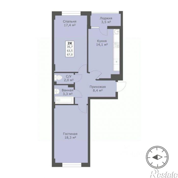2-комн квартира в новом доме 2-й Параллельный пр-д, 13 3,  д. 13 3,  к. 3