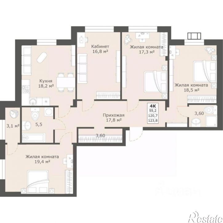 4-комн квартира в новом доме ул Ленина, 222,  д. 222