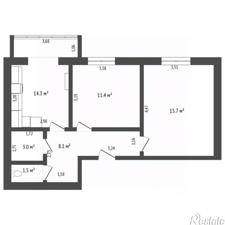 2-комн квартира ул Спартака, 2,  д. 2