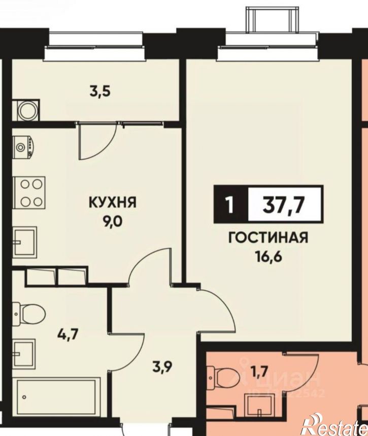 1-комн квартира Российский пр-кт, 18,  д. 18