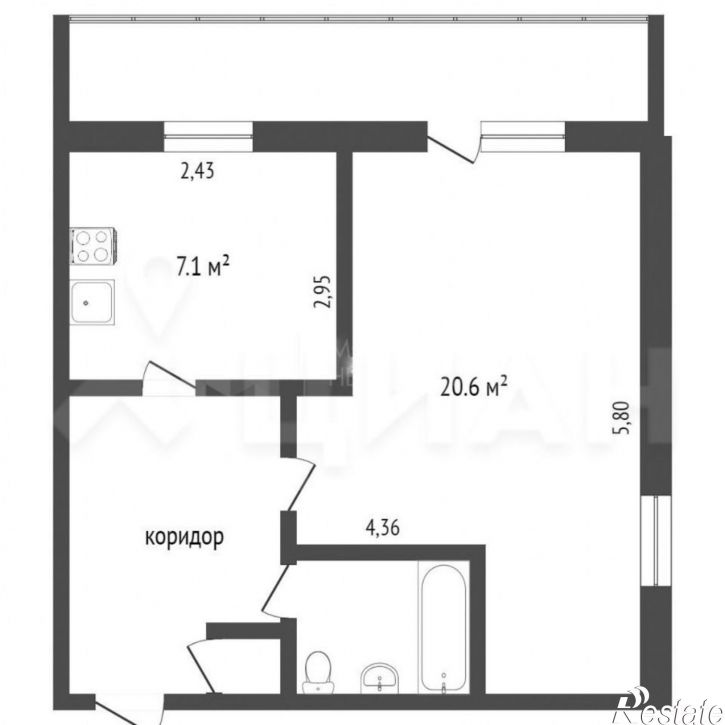 1-комн квартира ул Бруснева, 2/3,  д. 2/3