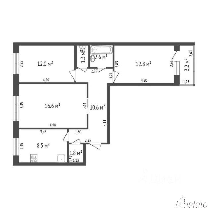 3-комн квартира ул Бруснева, 19/2,  д. 19/2