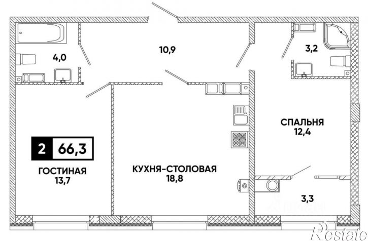 2-комн квартира в новом доме улица Андрея Голуба, 12к8