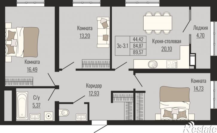 3-комн квартира в новом доме ул Ленина, 372,  д. 372