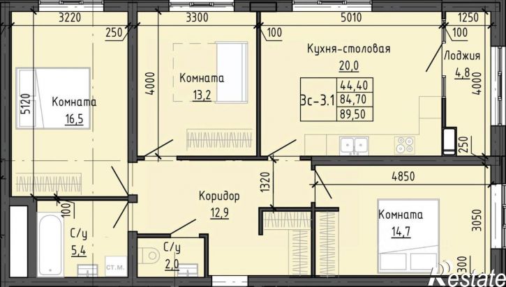 3-комн квартира в новом доме ул Ленина, 372,  д. 372
