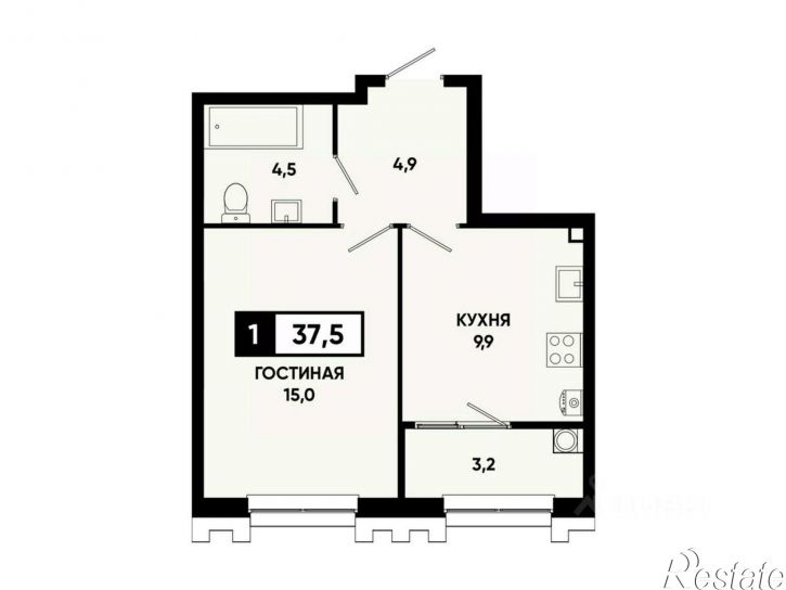 1-комн квартира в новом доме Российский пр-кт, 16,  д. 16