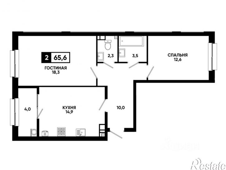 2-комн квартира в новом доме улица Андрея Голуба, 12 к6,  д. 12 к6